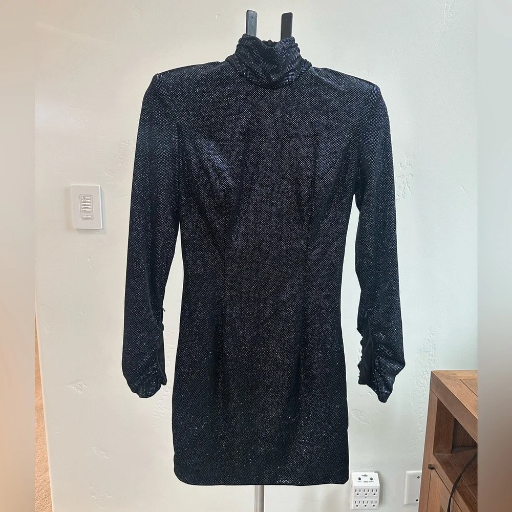 Jovani Sparkling Black Long Sleeve Dress - Picture 2 of 8